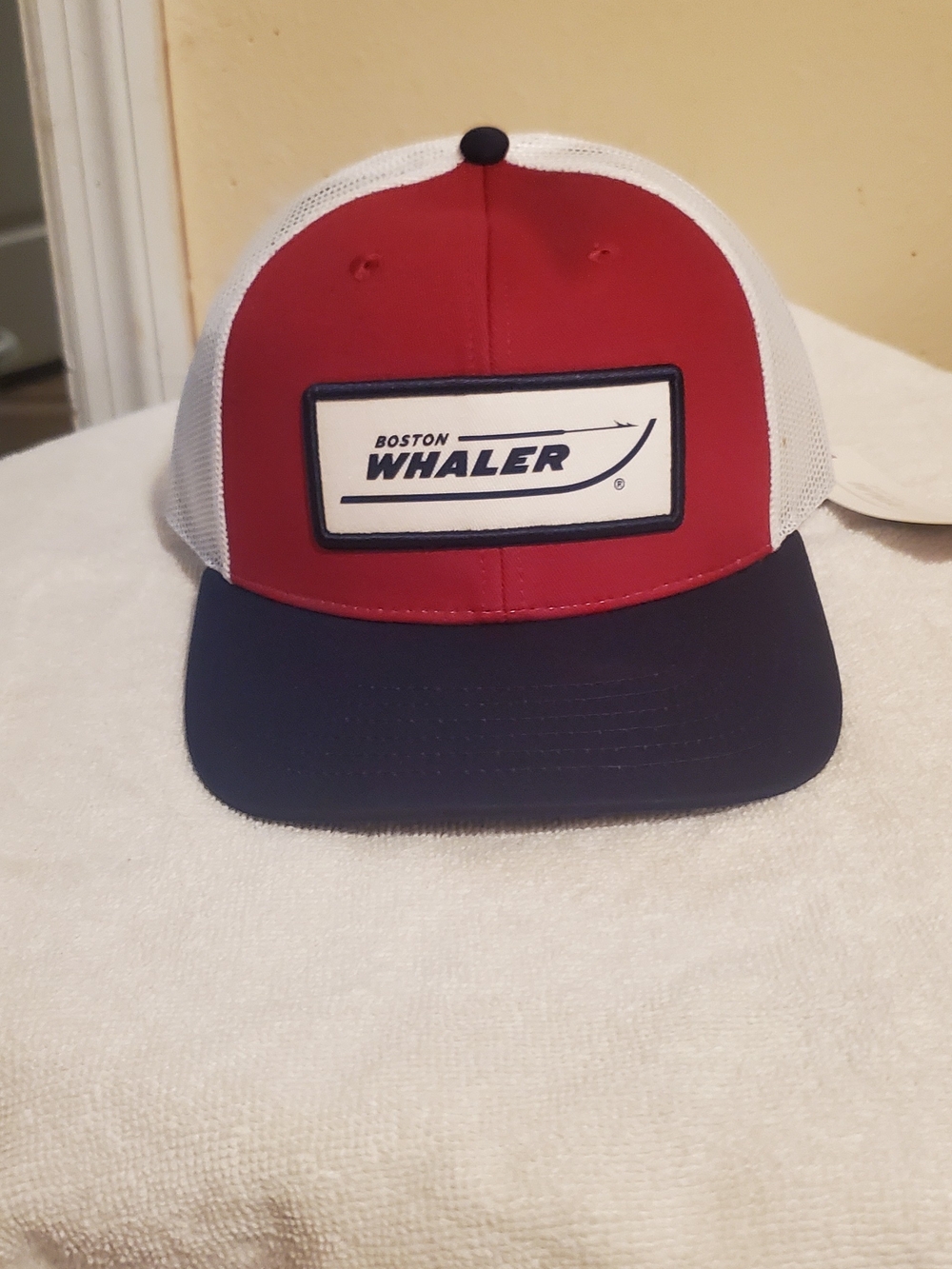 Boston Whaler Red, White & Navy Mesh Back Trucker Hat
